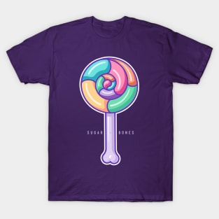 Rainbow Swirl Round Lollipop on dark T-Shirt